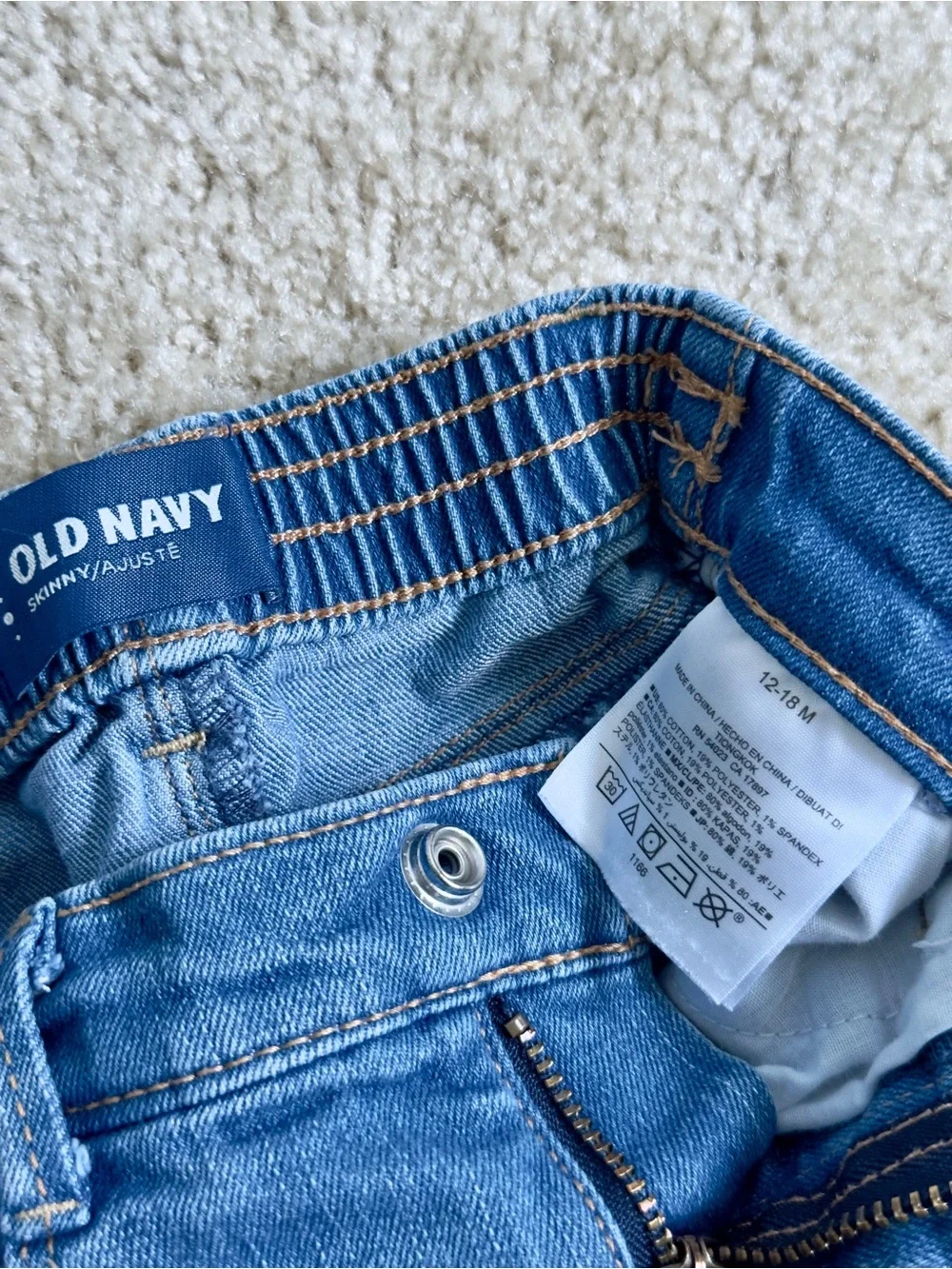 Old Navy Girls' Light Blue Denim Jeans with Pink and Black Bottoms Set